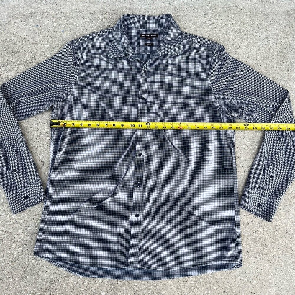 Michael Kors Shirt Slim Fit XL Blue White Button Up‎ Long Sleeve Cotton - Picture 6 of 9